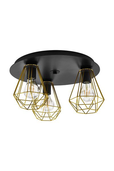 Eglo 43654 - Brass Colored Black Steel Ceiling Lamp, Tarbes 2, Ip20 E27 Max: 3X40W O