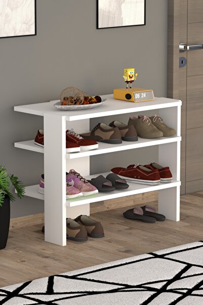 ANALİTİK MOBİLYA Vuhan Raflı Ayakkabılık Beyaz