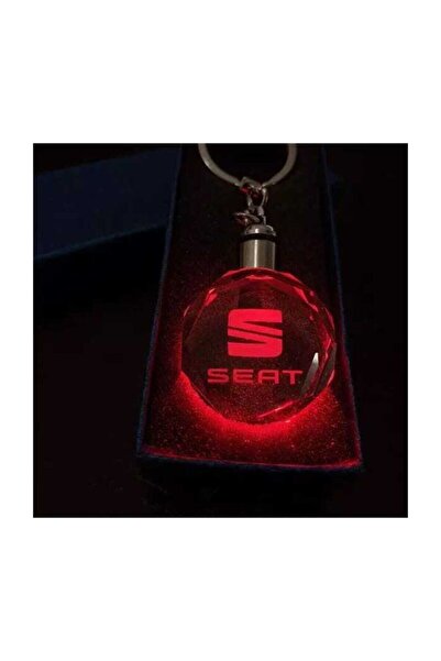 Seat Logolu 7 Renk Yanan Led Işıklı 3d Araba Anahtarlık + Yedek Pil Hediye