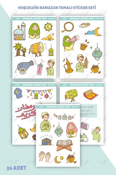 TUGİBU Welcome Ramadan Sticker Set - Ramadan Fasting Label for Kids