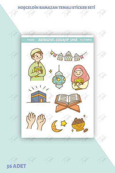 TUGİBU Welcome Ramadan Sticker Set - Ramadan Fasting Label for Kids