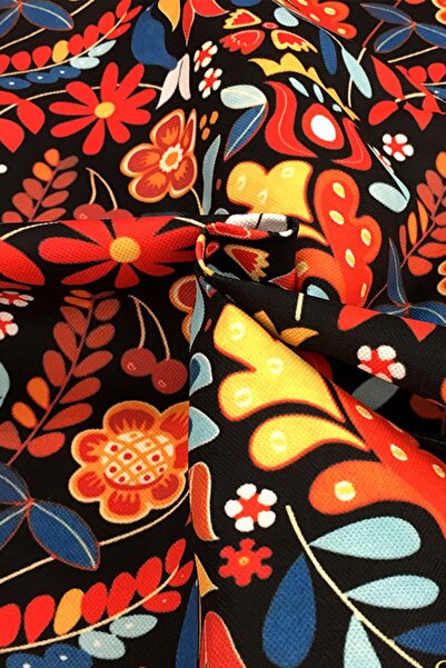 SUZANİ Otantik Çiçekler Desenli Dijital Baskılı Kumaş Kms-0602