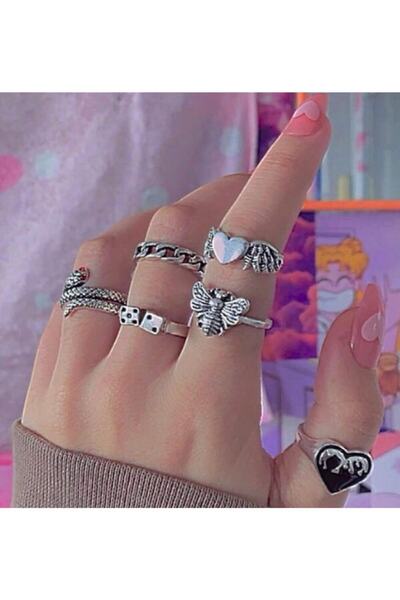 Vintageamer مجموعة خواتم نسائية مكونة من 6 قطع