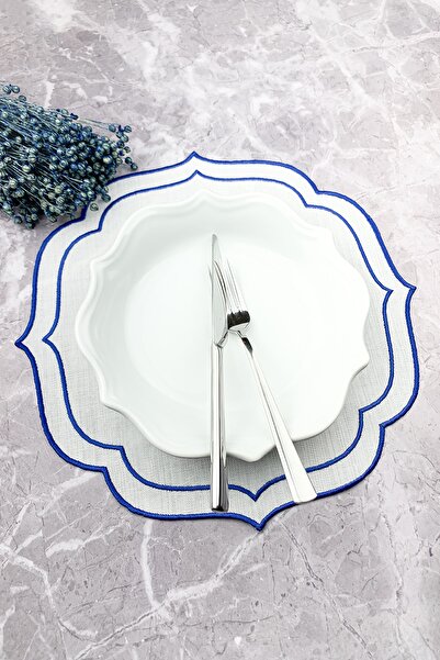 WEARE2 Mavi Renkli Çift Sargı Nakışlı Amerikan Servis