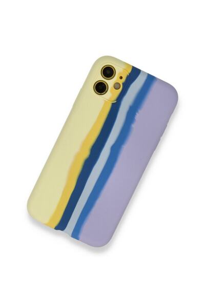 Nezih Case Apple Iphone 11 Uyumlu Renkli Şık Tasarım Liquid Lansman Gökkuşağı Rainbow Silikon Kılıf