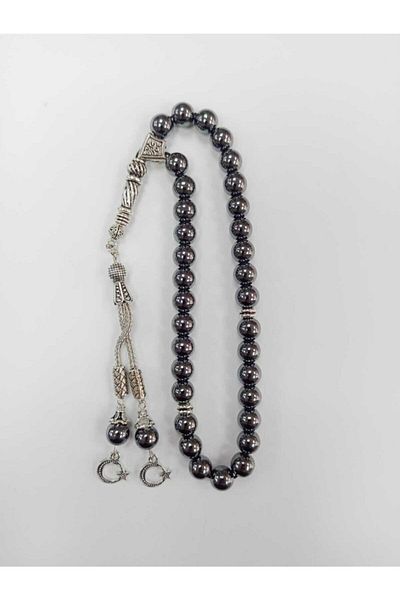 Yüksel Boncuk 8mm Hematite Alpaca Rosary - Natural Stone