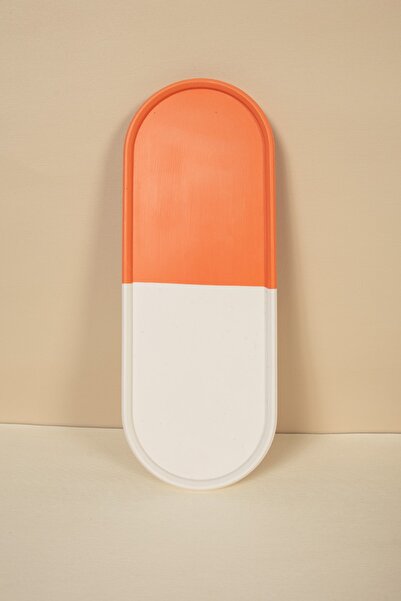 Handmeight BetonOval Orange White Balance Coaster / Presentation / Tray