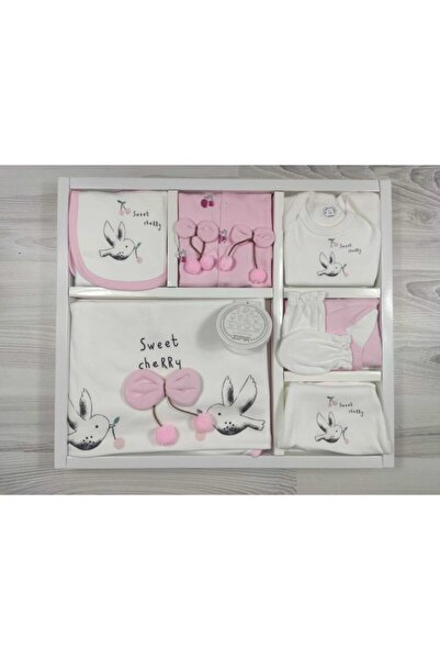 Zıpır 10 Lu Hastane Çıkısı Seti Serce Kiraz Desenli Yanında Özel Kutusu Ile