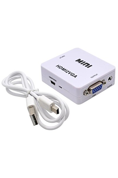 Gplus Hdmı To Vga Audio Full Hd 1080p Destekli Dönüştürücü Çevirici Mini Switch Beyaz