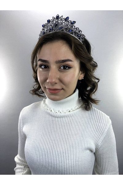 Hobigram Sophia Navy Blue Crystal Stone Henna και νυφικό στέμμα – κορδέλα μαλλιών, κομψό σχέδιο, γυναικείο αξεσουάρ