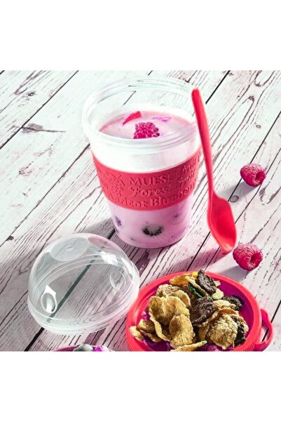 Titiz Leva House Yoğurt Bardağı Kaşıklı Meyve Haznelı Taken Yoğurt Kabı