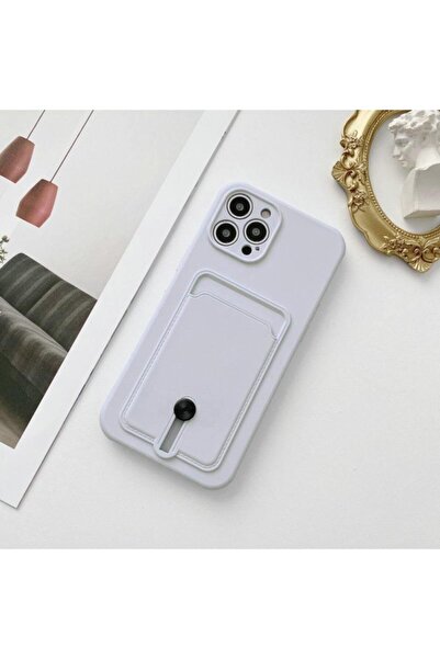 Miscase Iphone 12 Pro Uyumlu Kartlıklı Silikon Kamera Korumalı Kılıf Beyaz