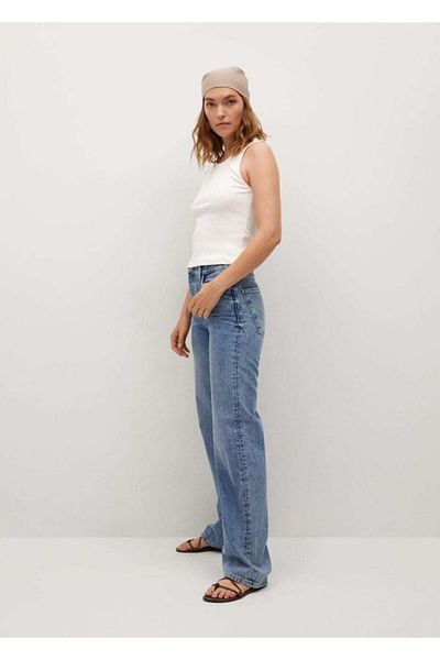 MANGO Woman Γυναικείο μπλουζάκι από βαμβακερό πλεκτό εκρού κορδόνι