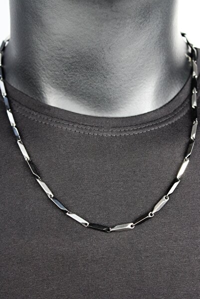 Varetta Erkek Black Gray Gümüş Çelik Zincir Kolye