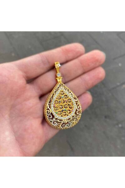 Mücevher Dünyası 22 Ayar Taşlı Dorika Toplu Kolye Ucu Altın Madalyon - 14,06 gr