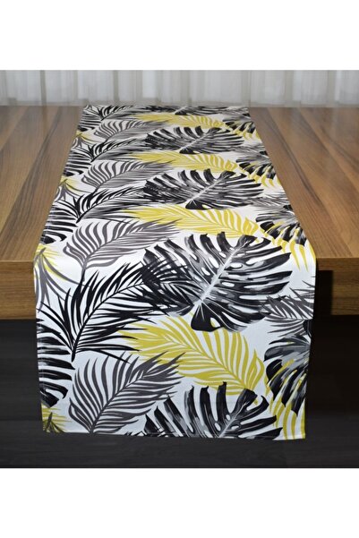 paris in paris Runner 40x140 Cm 1st Țesătură de in de rață de calitate Țesătură cu model de frunze negru-galben