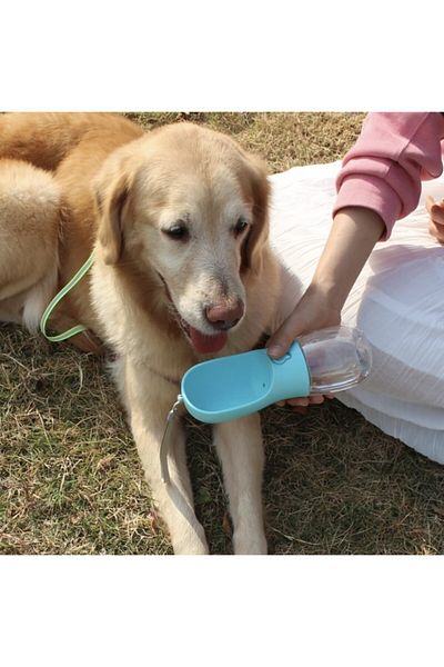 Jetcom Blue Portable Cat Dog Waterer - Travel Water Bottle with Water Bottle and Safety Bowl, 350ml