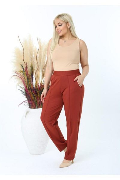 ViolettaXL Women's Large Size Pocket High Waist Stretchy Mira Trousers