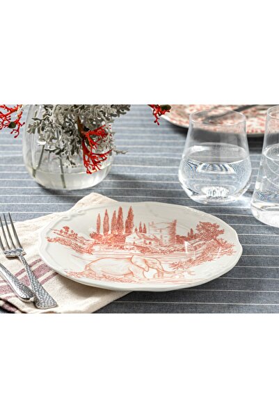 English Home Elephant Porselen Pasta Tabağı 20 Cm Kırmızı