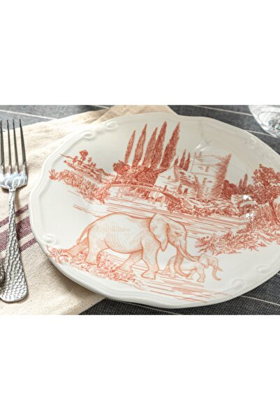 English Home Elephant Porselen Pasta Tabağı 20 Cm Kırmızı