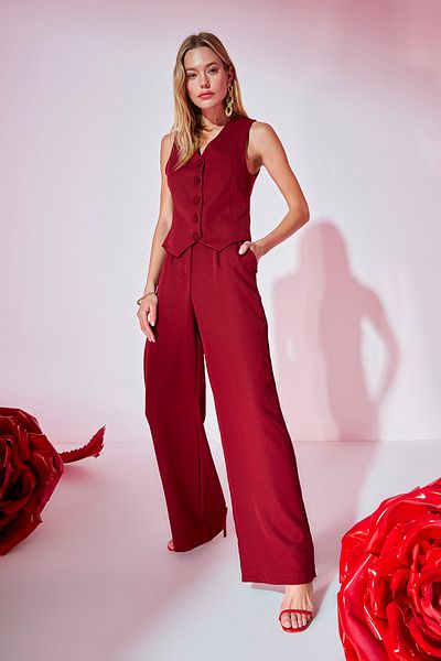 Trendyol Collection Hose - Bordeaux - Wide Leg