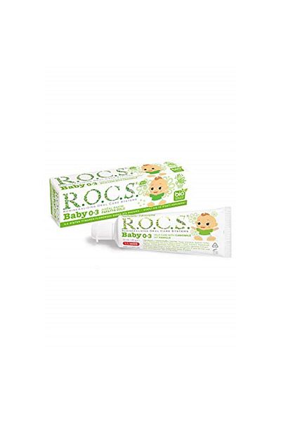 R.O.C.S. معجون أسنان للأطفال من عمر 0 إلى 3 سنوات بخلاصة البابونج خالي من الفلورايد، عبوة واحدة