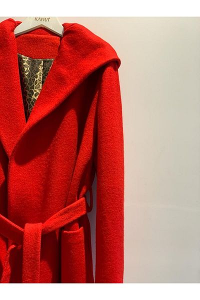 Kayra Women's Bathrobe Model Hooded Coat