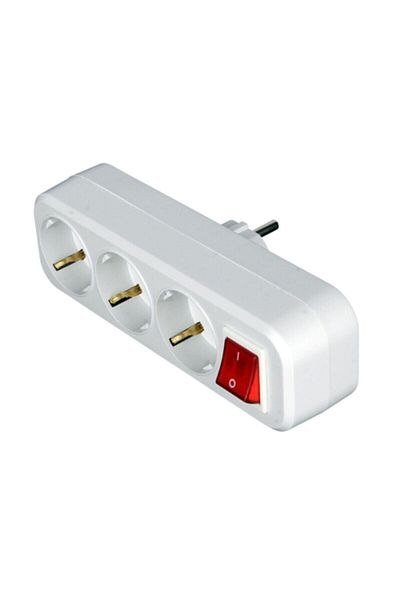 Ayka White Color 1 Piece 3-Piece Golyat Plug Socket - Switched Grounded ( 7713300 )