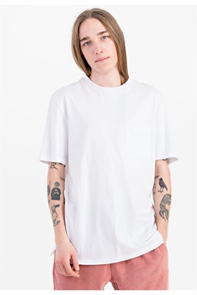 JAHR MARC جيب مفصل طاقم الرقبة الأبيض الصيف تي شيرت للرجال