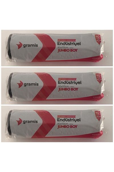 GRAMİS Flexible Garbage Bag Jumbo Size 80x110 10 Pieces X 3 Pack