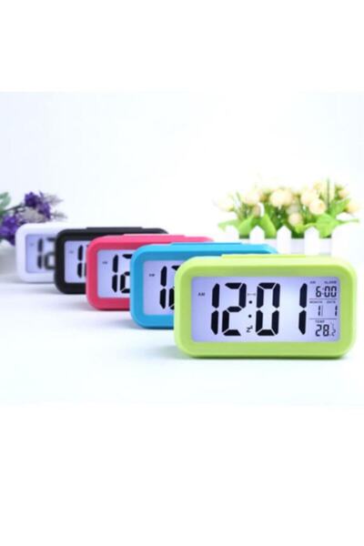 bestac Mavi Fotoselli Işık Sensörlü Termometreli Alarmlı Dijital Masa Saati