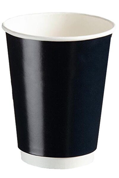 HS AMBALAJ 12 Oz Siyah Double Wall Karton Bardak