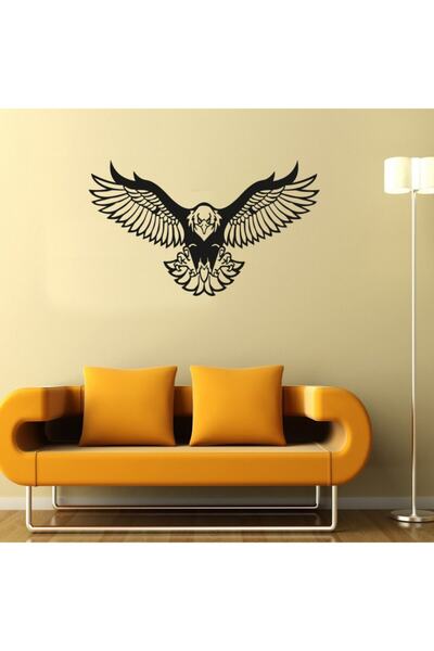 HYL Kartal Figürlü Duvar Dekoru,kara Kartal Duvar Süsü, Ahşap Lazer Kesim Dek...