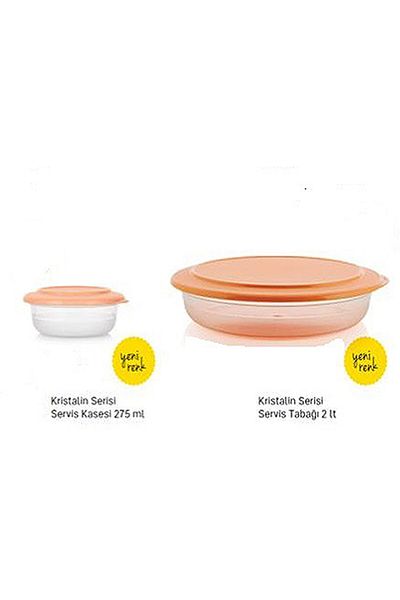 Tupperware Crystal Series Serving Plate 2 Lt and Bowl 275 Ml Orange Set