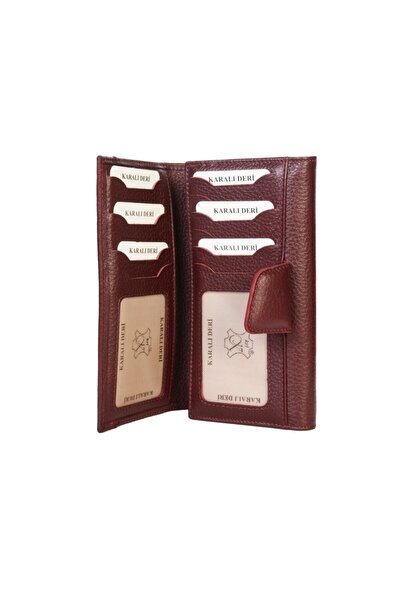 Karalı Deri Hakiki Deri Kadın Cüzdanı Bc476 Bordo Bc476