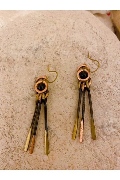 kapris concept Handmade Copper&Brass Antiallergic Antique Design Earrings Black
