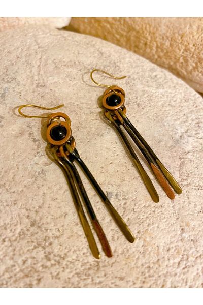 kapris concept Handmade Copper&Brass Antiallergic Antique Design Earrings Black