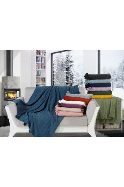 Royal Nazik Bella Pompom Tv Blanket (130 X 170 cm)