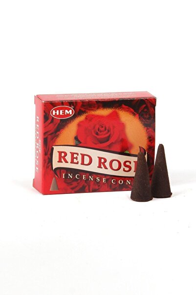 Hem Tütsü Hem Kırmızı Gül Kokulu 10 Konik Tütsü - Red Rose Incense Cones