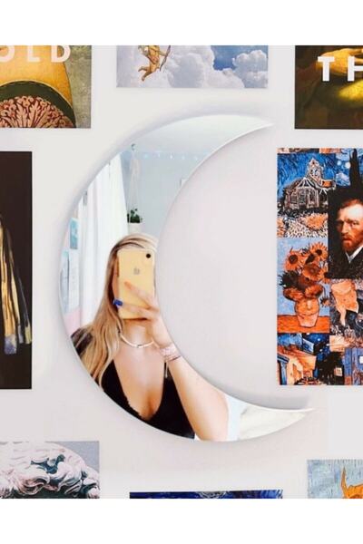 GİZEM SHOP Ay Figürlü Dekoratif Pleksi Ayna 3mm Mdf Üzerine Yapıştırma