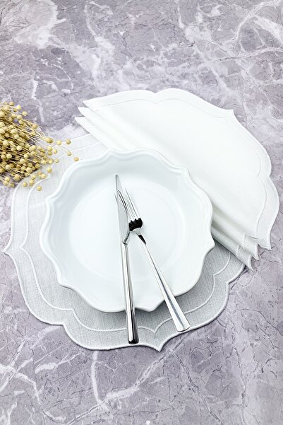 WEARE2 Set american de 4 piese, brodat, cu înfășurare dublă, de culoare albă