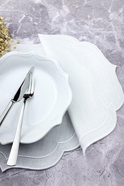 WEARE2 Set american din 2 piese, de culoare albă, cu broderie dublă