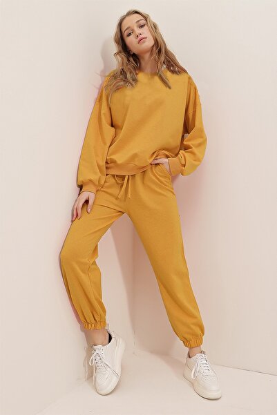 Trend Alaçatı Stili Sweatsuit - Yellow - Regular