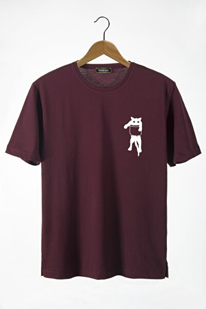 COLLIE Tricou de bază pentru bărbați, cu imprimeu trandafiri burgundy, cu gât...