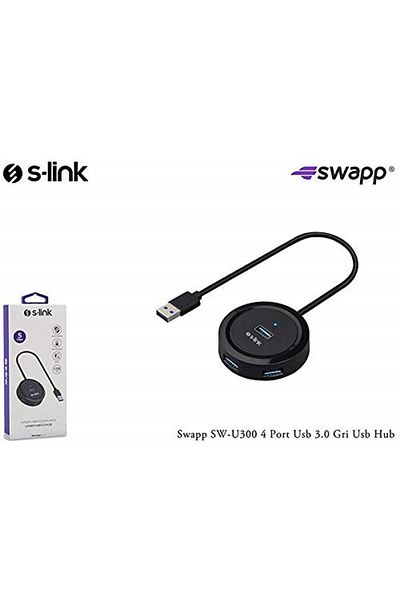 S-LINK S-Link Sw-U300 4 Port Gray USB 3.0 Hub - Data Cable