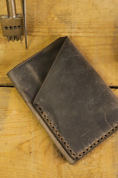 New Coast Leather 1900's Ανδρική Χειροποίητη Κάρτα από Γνήσιο Δέρμα Καπνιστό