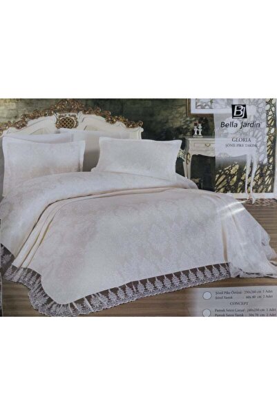 Bella Jardin طقم بيكيه جلوريا تشينيل 3 قطع 250x260 سم كريمي