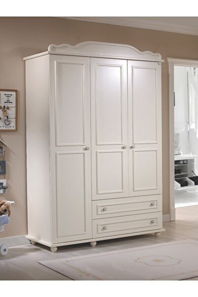 Meltem Smart Kral Krem Bebek Odası Üç Kapılı Dolap