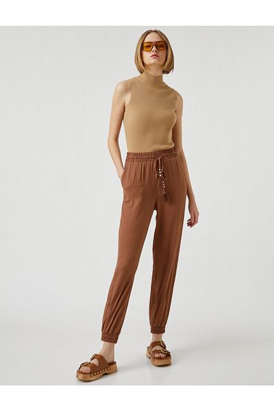 Koton Women's Elastic Waist Jogger Pants 2Sak40038Cw