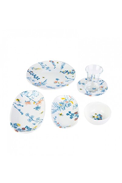 Karaca Bonita Blue 26 Parça 6 Kişilik Porselen Kahvaltı Servis Takımı